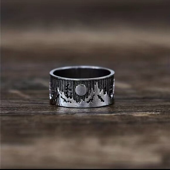 Boho Landscape / Nature and Moon Ring Funky and Chunky #752 - Picture 1 of 7